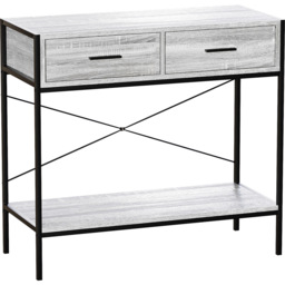 Home Vida Brooklyn 2 Drawer Grey Industrial Console Table - Size: 34 x 80 x 74cm - Wilko - thumbnail 3