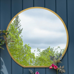 MirrorOutlet The Circulus Gold Flat Bottom Circular Outdoor Garden Wall Mirror 84 x 80cm - Size: 80 x 84 x 3cm - Wilko - thumbnail 3