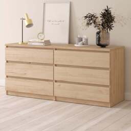 Florence 6 Drawer Jackson Hickory Oak Wide Chest of Drawers - Wood - Furniture to Go - Wilko - thumbnail 1