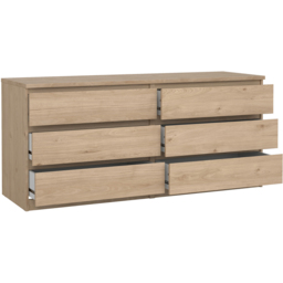 Florence 6 Drawer Jackson Hickory Oak Wide Chest of Drawers - Wood - Furniture to Go - Wilko - thumbnail 5