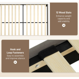 Portland Double Adjustable Headboard Wooden Slats Bed Frame - Grey - Wilko - thumbnail 6