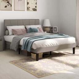 Portland Double Adjustable Headboard Wooden Slats Bed Frame - Grey - Wilko - thumbnail 1