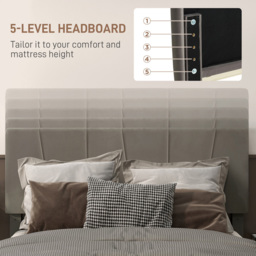 Portland Double Adjustable Headboard Wooden Slats Bed Frame - Grey - Wilko - thumbnail 5