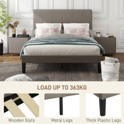 Portland Double Adjustable Headboard Wooden Slats Bed Frame - Grey - Wilko - thumbnail 7