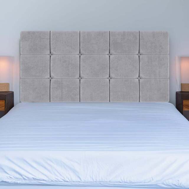 Bedmaster Super King Seal Grey Naples Velvet Pearl Squared Headboard - Wilko - image 1