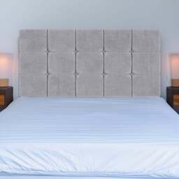 Bedmaster Super King Seal Grey Naples Velvet Pearl Squared Headboard - Wilko - thumbnail 1