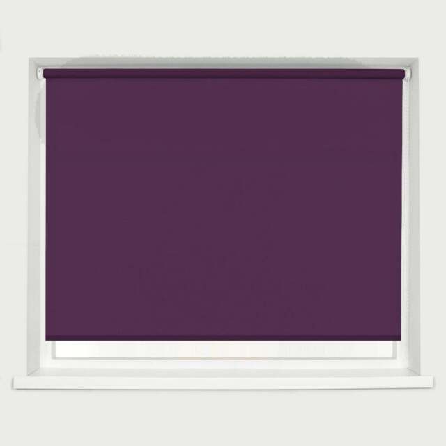 Caecus Straight Edge Roller Blind Aubergine 90cm - Purple - Wilko - image 1