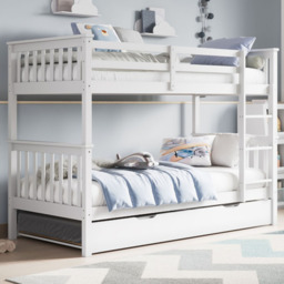 Flair Wooden White Zoom Bunk Bed with Trundle - Size: Single - Wilko - thumbnail 1