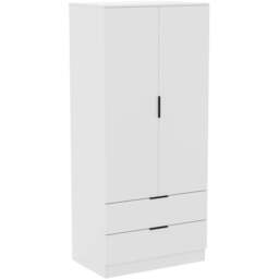 Vida Designs Trega 2 Drawer 2 Door White Wardrobe - Size: 2 Door, 2 Drawer - Wilko - thumbnail 3