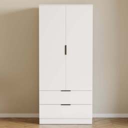Vida Designs Trega 2 Drawer 2 Door White Wardrobe - Size: 2 Door, 2 Drawer - Wilko - thumbnail 4