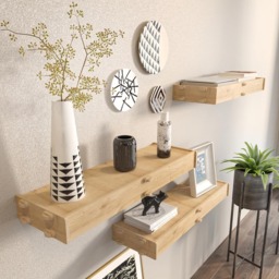 Decorotika Hiko Wall Mounted Shelf 3 Pack - Size: 6.5 x 61.5 x 19.5cm - Brown - Wilko - thumbnail 6