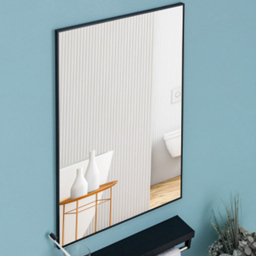 Living and Home Black Aluminium Frame Wall Mounted Mirror 40 x 60cm - Size: 60 x 40cm - Wilko - thumbnail 6