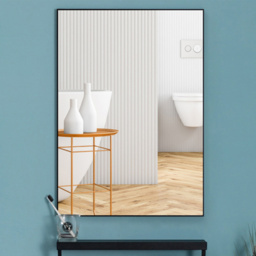 Living and Home Black Aluminium Frame Wall Mounted Mirror 40 x 60cm - Size: 60 x 40cm - Wilko - thumbnail 5
