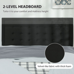 HOMCOM Double Black Ottoman Bed with Adjustable Velvet Headboard - Wilko - thumbnail 6