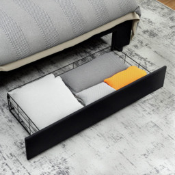 HOMCOM Double Black Ottoman Bed with Adjustable Velvet Headboard - Wilko - thumbnail 3