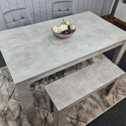 Portland Velvet 4 Seater Dining Set with Bench Stone Grey - Wilko - thumbnail 5