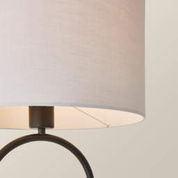 ValueLights Antonia Grey Fabric Drum Shade Matte Black Oval LED Table Lamp - Size: 42.3 x 25 x 25cm - Wilko - thumbnail 4