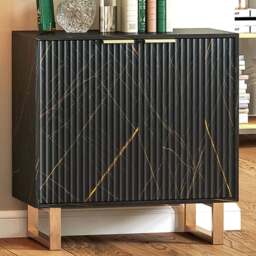 HOMCOM 2 Door Black Sideboard Storage Cabinet with Adjustable Shelf - Size: 17 x 47 x 88cm - Wilko