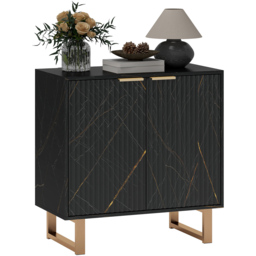 HOMCOM 2 Door Black Sideboard Storage Cabinet with Adjustable Shelf - Size: 17 x 47 x 88cm - Wilko - thumbnail 3