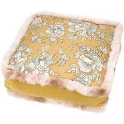 Living and Home Yellow Vintage Floral Tatami Thick Padded Floor Cushion 45 x 45cm - Size: 9 x 45 x 45cm - Multi - Wilko