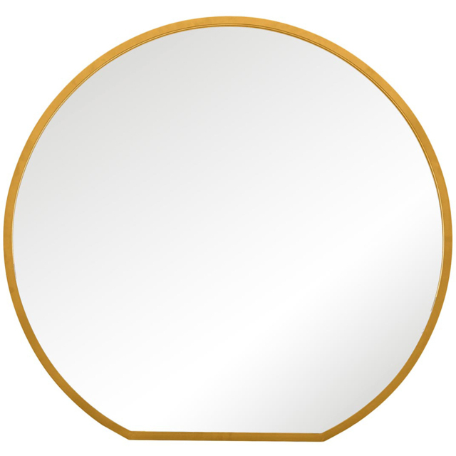 MirrorOutlet The Circulus Gold Flat Bottom Circular Outdoor Garden Wall Mirror 105 x 100cm - Size: 100 x 105 x 3cm - Wilko - image 1