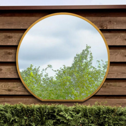 MirrorOutlet The Circulus Gold Flat Bottom Circular Outdoor Garden Wall Mirror 105 x 100cm - Size: 100 x 105 x 3cm - Wilko - thumbnail 3