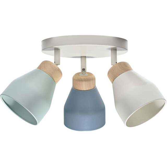 Happy Homewares Grey and Dusk and Duck Egg Blue Modern Scandinavian Style Spot Ceiling Light - Size: 16 x 23 x 23cm - Multi - Wilko