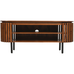 Brooklyn Slatted 2 Shelf Mango Wood TV Cabinet - Brown - Wilko - thumbnail 4