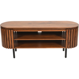 Brooklyn Slatted 2 Shelf Mango Wood TV Cabinet - Brown - Wilko - thumbnail 5