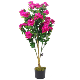 Leaf Pink Artificial Azalea Flowers Plant in Silver Metal Planter 3.2ft - Size: 105 x 50 x 50cm - Wilko - thumbnail 3