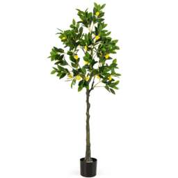 Costway Lemon Fruits Tree Artificial Plant In Pot 5.2ft - Size: 167 x 21 x 20cm - Green - Wilko - thumbnail 1