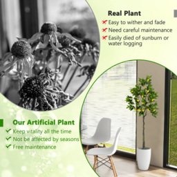 Costway Lemon Fruits Tree Artificial Plant In Pot 5.2ft - Size: 167 x 21 x 20cm - Green - Wilko - thumbnail 6