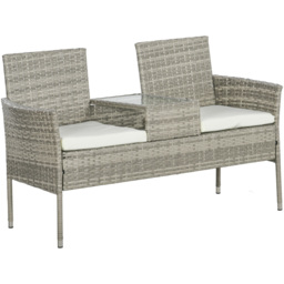 Outsunny 2 Seater Grey Rattan Companion Seat - Wilko - thumbnail 3