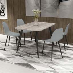 Core Products Aspen 4 Seater Rectangular Dining Set Grey Oak and Grey - Multi - Wilko - thumbnail 1