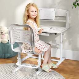 Tommy Toys Blue Kids Desk and Chair Set - Grey - Wilko