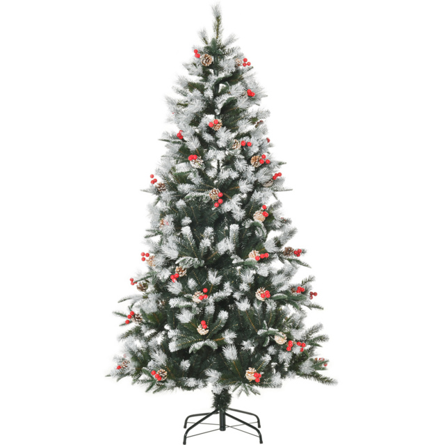 Everglow Green Artificial Snow Dipped Pencil Christmas Tree with Foldable Feet 6ft - Wilko - image 1