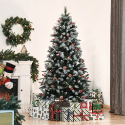 Everglow Green Artificial Snow Dipped Pencil Christmas Tree with Foldable Feet 6ft - Wilko - thumbnail 3