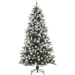 Everglow Green Artificial Snow Dipped Pencil Christmas Tree with Foldable Feet 6ft - Wilko - thumbnail 1