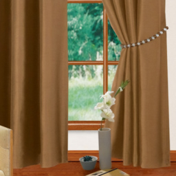 Intimates Natasha Latte and Cream Eyelet Curtains 168 x 183cm - Size: W 168 x D 183cm - Wilko - thumbnail 4