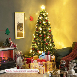 Costway Pre Lit Warm White Star Fibre Optic LED Artificial Christmas Tree 6ft - Green - Wilko - thumbnail 4