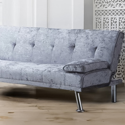 Brooklyn 2 Seater Steel Crushed Velvet Italian Sofa Bed - Grey - Wilko - thumbnail 3