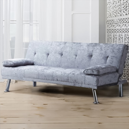 Brooklyn 2 Seater Steel Crushed Velvet Italian Sofa Bed - Grey - Wilko - thumbnail 1