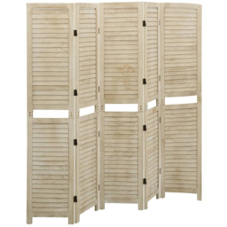 vidaXL Solid Paulownia Wood 5 Panel Room Divider 175 x 165cm - Size: 5 Panels - Brown - Wilko