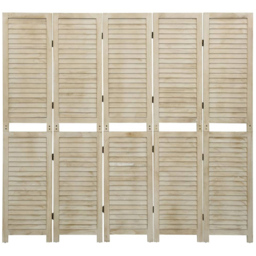 vidaXL Solid Paulownia Wood 5 Panel Room Divider 175 x 165cm - Size: 5 Panels - Brown - Wilko - thumbnail 3
