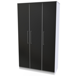 Crowndale Worcester 3 Door Matt Black and White Mirrored Wardrobe Ready Assembled - Black Matt & White - Wilko - thumbnail 3