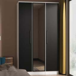 Crowndale Worcester 3 Door Matt Black and White Mirrored Wardrobe Ready Assembled - Black Matt & White - Wilko - thumbnail 1