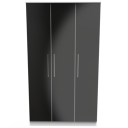 Crowndale Worcester 3 Door Matt Black and White Mirrored Wardrobe Ready Assembled - Black Matt & White - Wilko - thumbnail 4