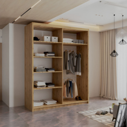 Sliding Wardrobes 4U Royal 2 Door Oak Minimalist Mirrored Wardrobe 150cm - Brown - Wilko - thumbnail 4