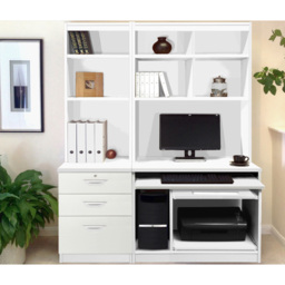 R White Cabinets 3 Drawer Set-17 Computer Desk with Bookcase and Printer Shelf White - Size: 182.8 x 132.9 x 54cm - Wilko - thumbnail 5