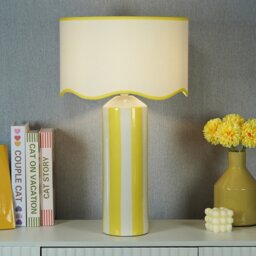 Bridie Stripe Table Lamp Yellow - Wilko